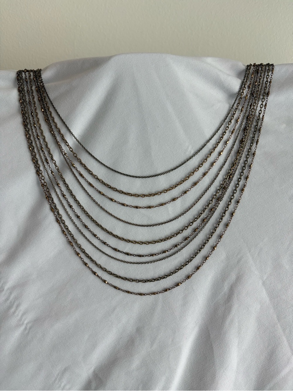 Multi-Strand Graduated Gold Chain Necklace - Picture 4 of 5